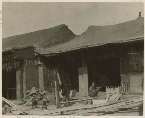 Carpenter shop with workers