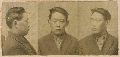 Studio portrait of a man, three views