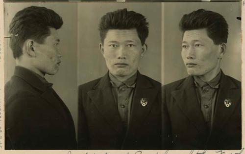 Studio portrait of a man, three views