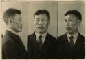 Studio portrait of a man, three views