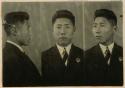 Studio portrait of a man, three views