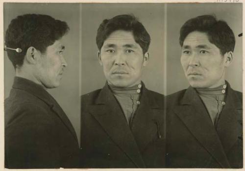 Studio portrait of a man, three views