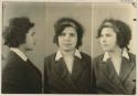 Studio portrait of a woman, three views