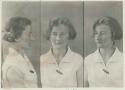 Studio portrait of a woman, three views