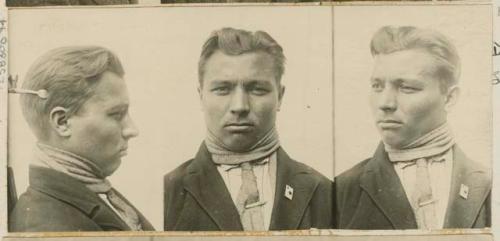 Studio portrait of a man, three views