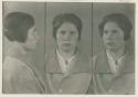 Studio portrait of a woman, three views