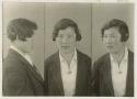 Studio portrait of a woman, three views