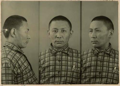 Studio portrait of a man, three views