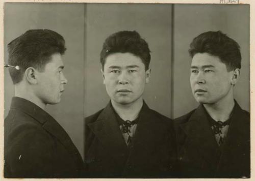 Studio portrait of a man, three views