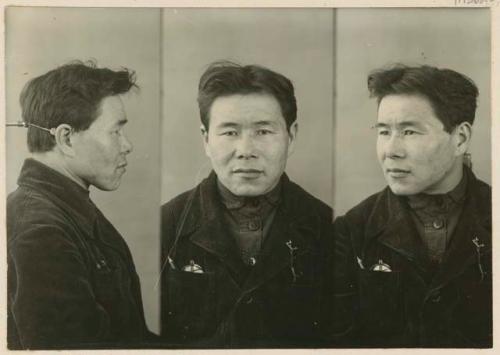 Studio portrait of a man, three views