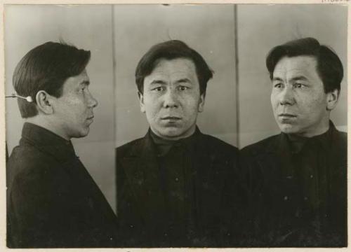 Studio portrait of a man, three views