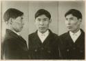 Studio portrait of a man, three views