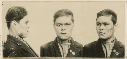 Studio portrait of a man, three views