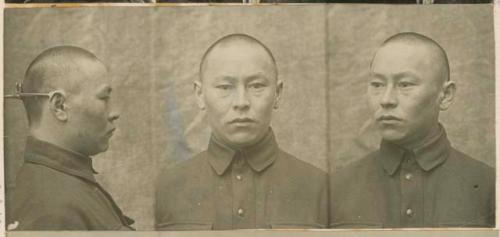 Studio portrait of a man, three views