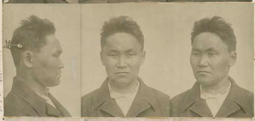 Studio portrait of a man, three views