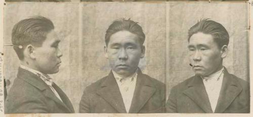 Studio portrait of a man, three views