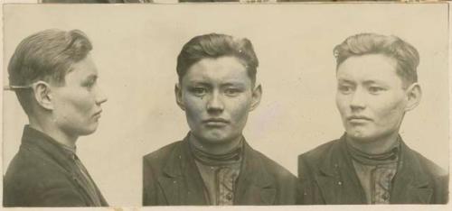 Studio portrait of a man, three views