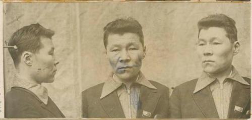 Studio portrait of a man, three views