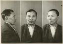 Studio portrait of a man, three views