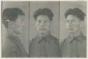 Studio portrait of a man, three views