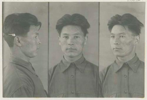 Studio portrait of a man, three views