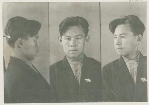 Studio portrait of a man, three views