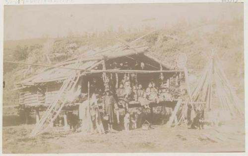 Group in front of hut