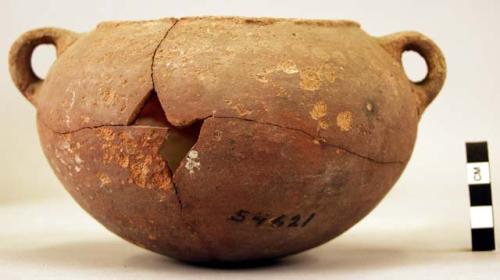 Wide mouthed vessel of red ware