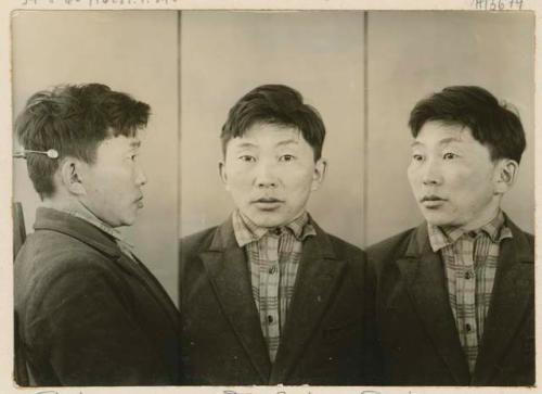 Studio portrait of man, three views