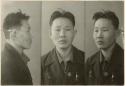 Studio portrait of a man, three views