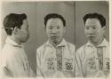 Studio portrait of a man, three views