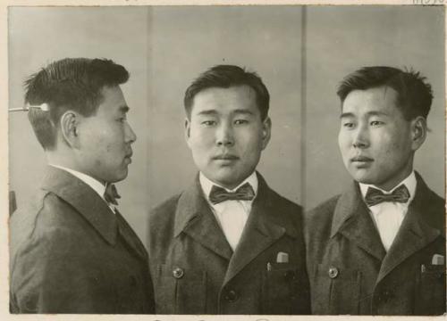 Studio portrait of a man, three views