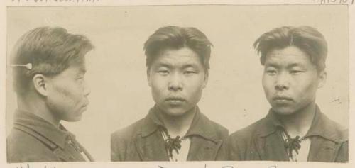 Studio portrait of a man, three views