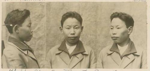 Studio portrait of a man, three views