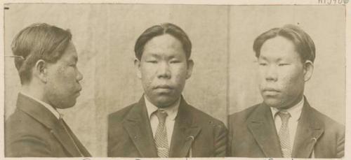 Studio portrait of a man, three views