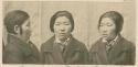 Studio portrait of a woman, three views