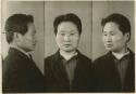 Studio portrait of a man, three views