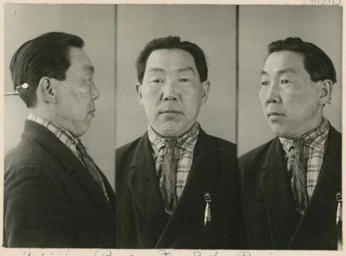 Studio portrait of a man, three views