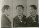 Studio portrait of a man, three views