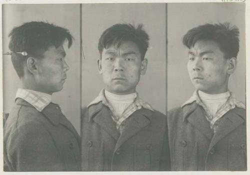 Studio portrait of a man, three views