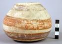 Polychrome pottery jar, horizontal bands