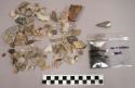 1 bag charcoal bits & dirt; 1 fragment bone; 114 pieces stone; approx. 93 pcs qu