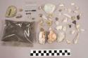 164 pieces quartz & quartz-like material; 3 bone frags; 1 bag sample earth; 42 p