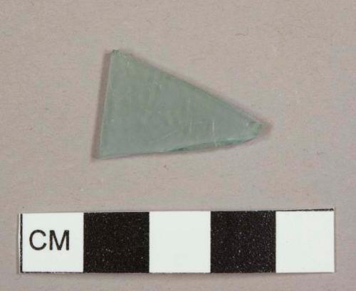 Aqua flat glass fragment, possibly frosted