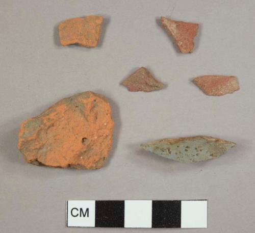 Handmade brick bits, including one possibly glazed fragmnet