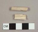 White ball clay/ Kaolin pipe stem fragments, one with 5/64th inch bore hole and one with 6/64th inch bore hole