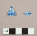 Blue transfer printed pearlware rim sherds, possibly to a bowl or saucer