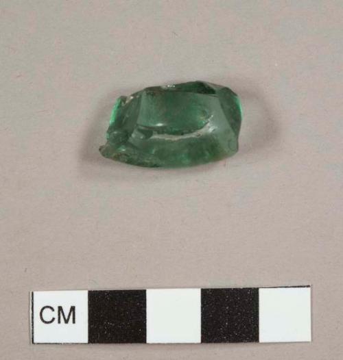 Aqua glass bottle lip fragment