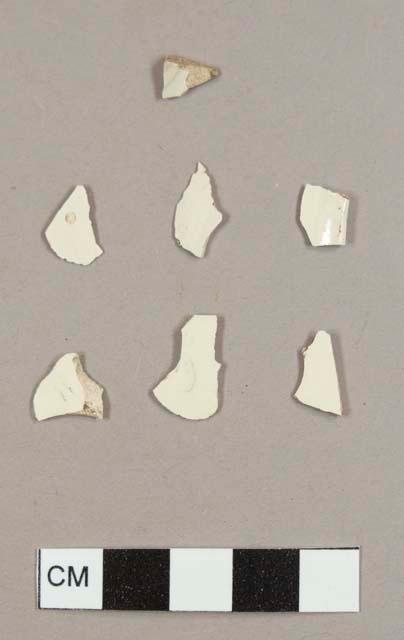 Creamware sherds, including one plate rim sherd