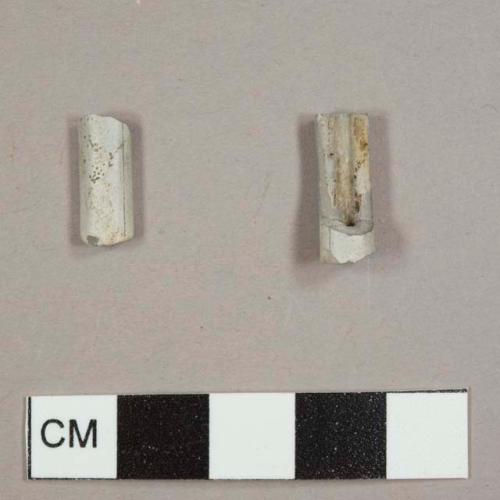 White ball clay/Kaolin pipe stem fragments, with a 4/64th inch bore hole